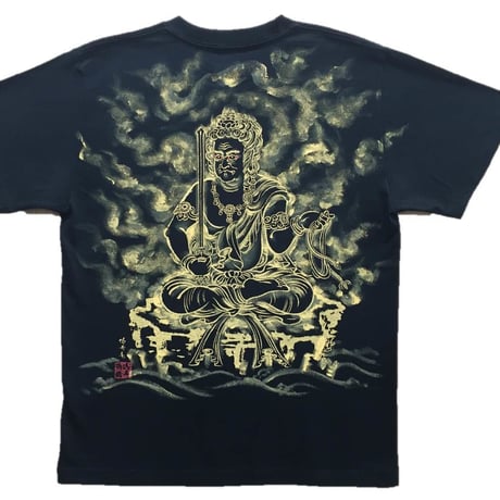 手描きTシャツ 仏画 No.2 不動明王 黒