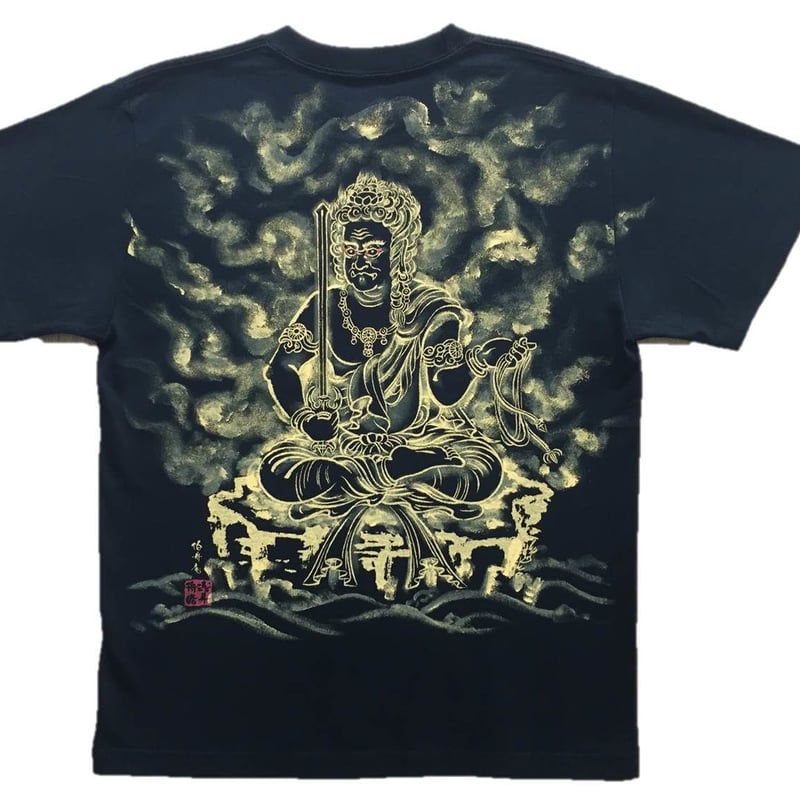 手描きTシャツ 仏画 No.2 不動明王 黒 | 伯舟庵 WEB ストア (JAPAN)