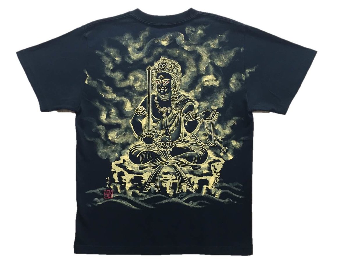 手描きTシャツ 仏画 No.2 不動明王 黒 | 伯舟庵 WEB ストア (JAPAN)