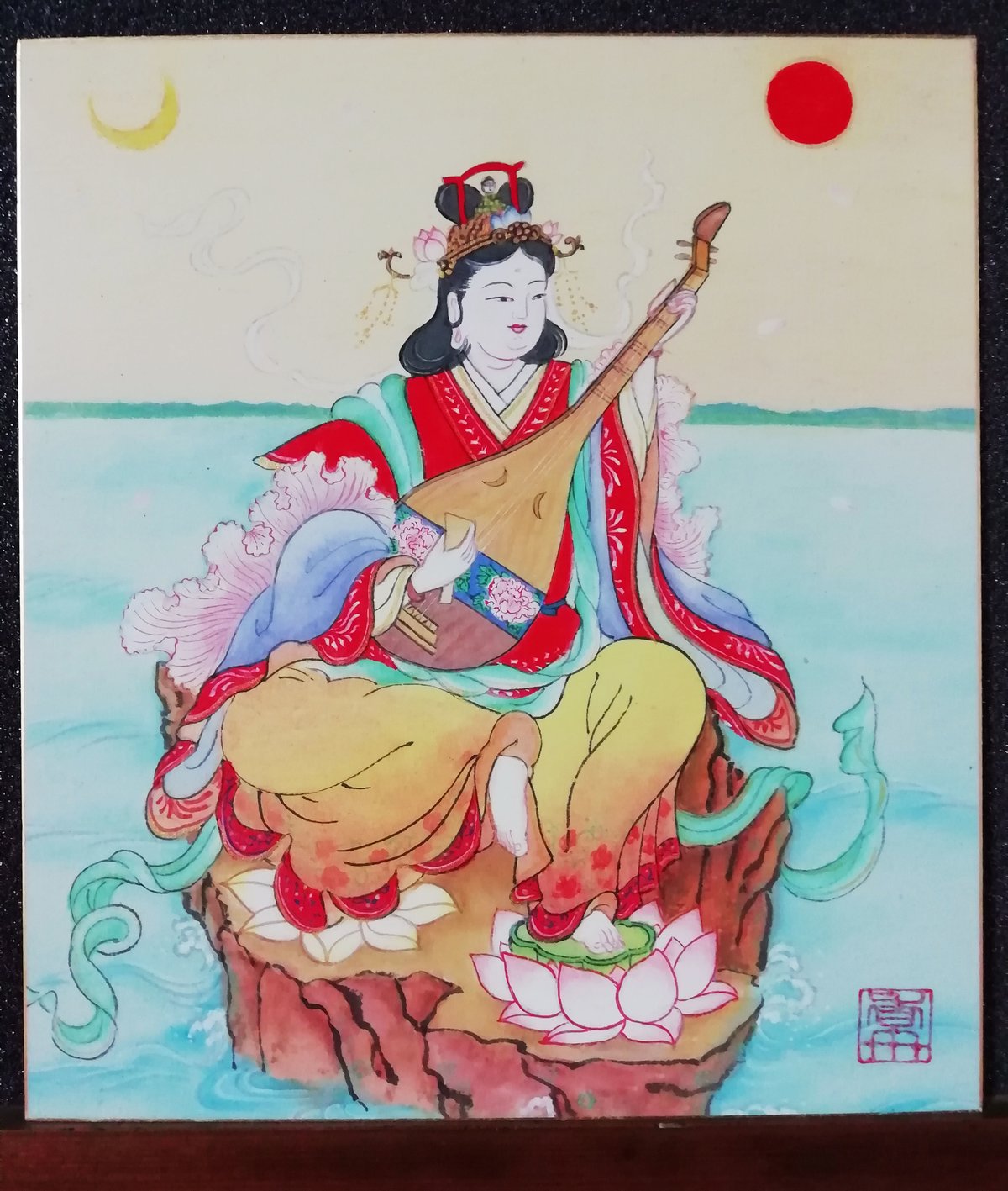 七福神貼り絵色紙(額付き)