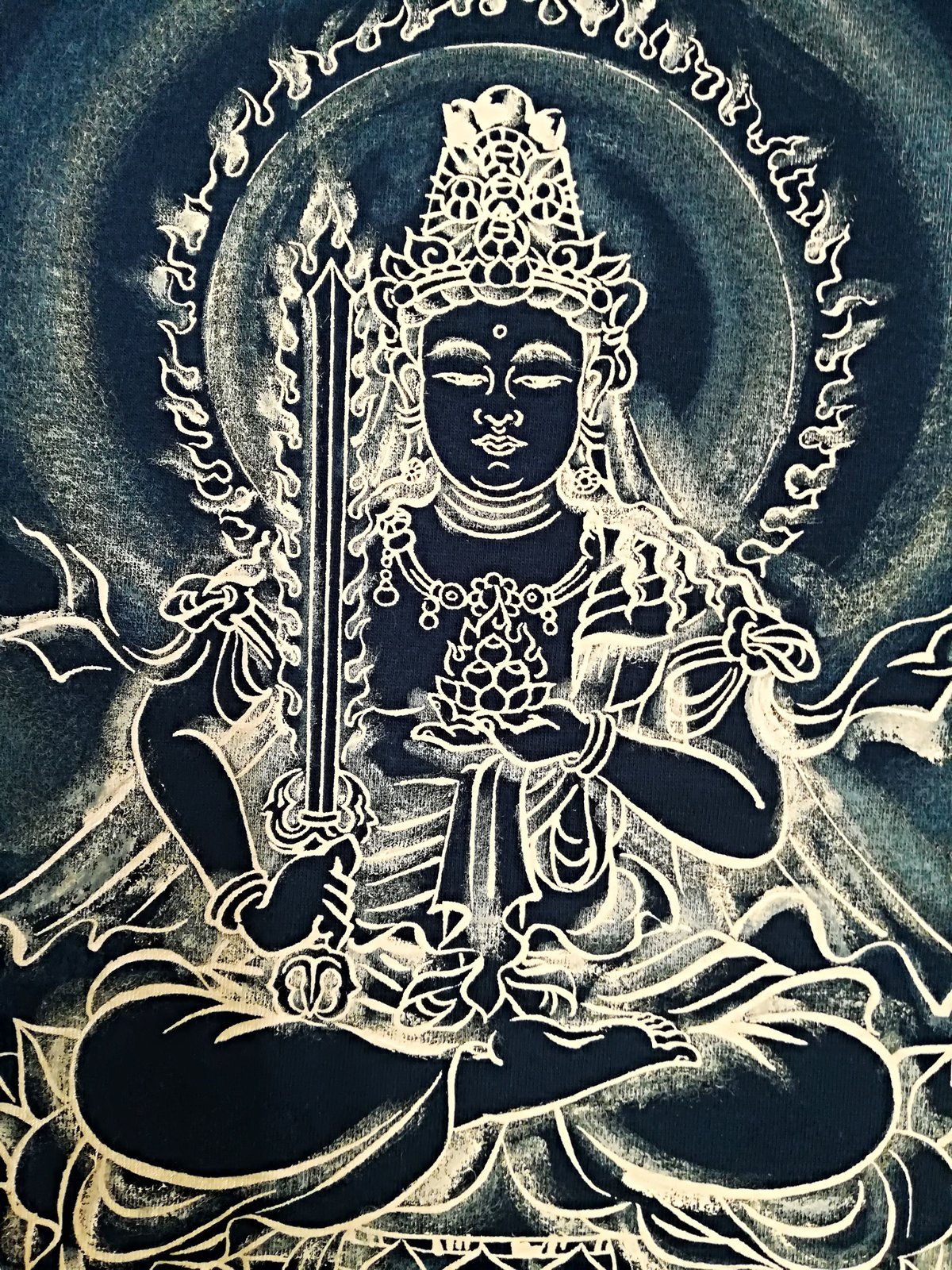手描きTシャツ 仏画 No.15 虚空蔵菩薩 黒 | 伯舟庵 WEB ストア (JAPAN)