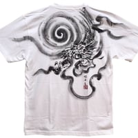手描きTシャツ 龍神 白