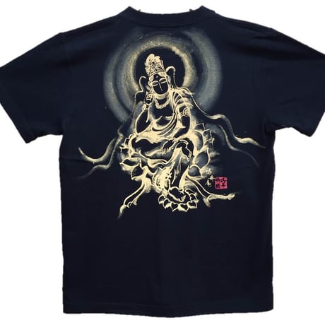 手描きTシャツ 仏画 No.12 弥勒菩薩 黒