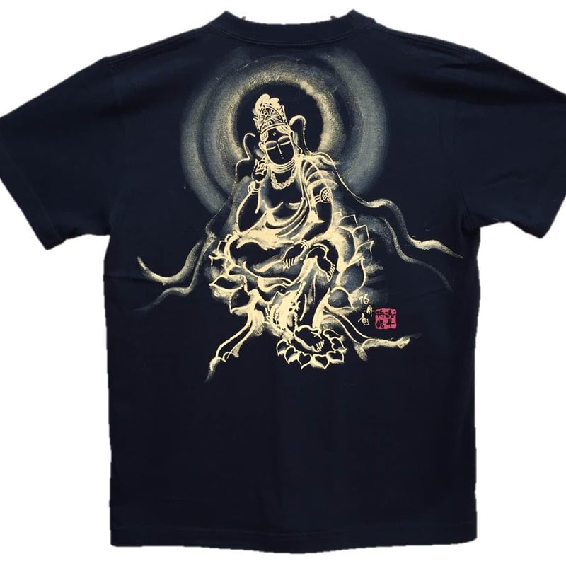 手描きTシャツ 仏画 No.12 弥勒菩薩 黒 | 伯舟庵 WEB ストア (JAPAN)