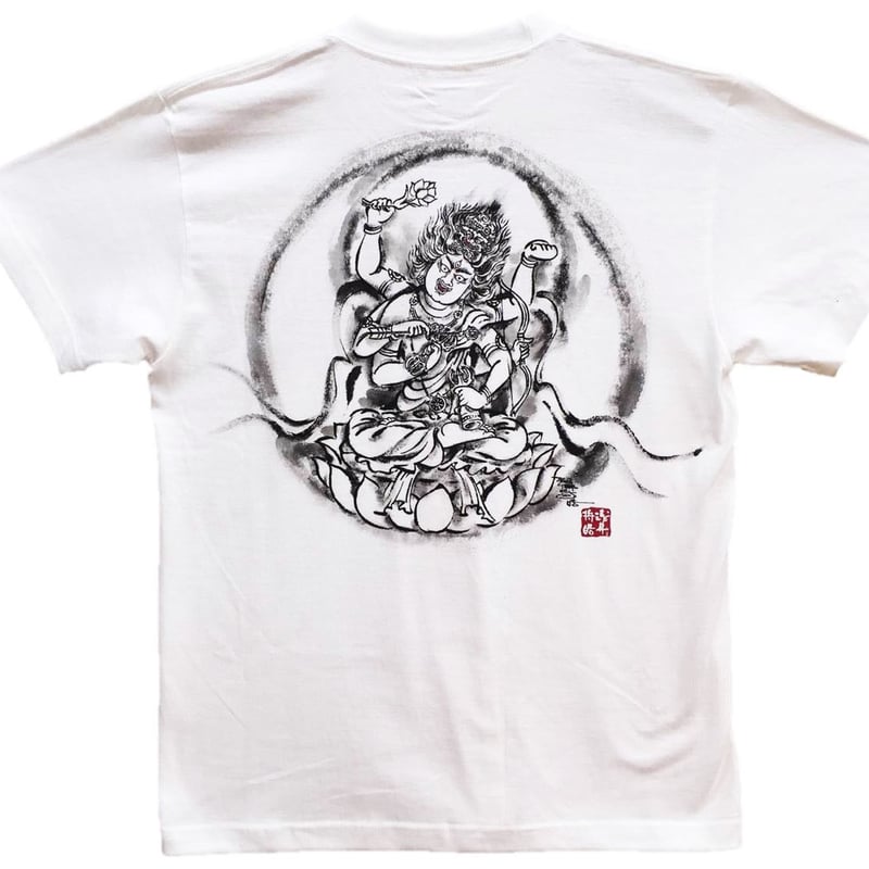 手描きTシャツ 仏画 No.10 愛染明王 白 | 伯舟庵 WEB ストア (JAPAN)