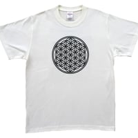 【Tシャツ】 フラワー・オブ・ライフ　麻炭　白