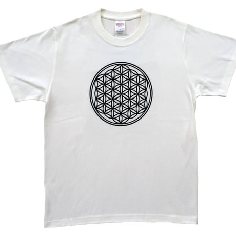 【Tシャツ】 フラワー・オブ・ライフ　麻炭　白