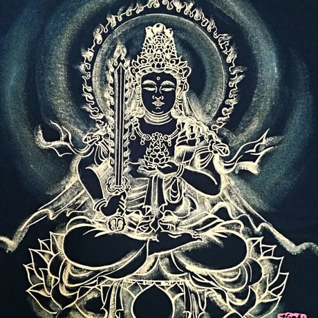 手描きTシャツ 仏画 No.15 虚空蔵菩薩 黒
