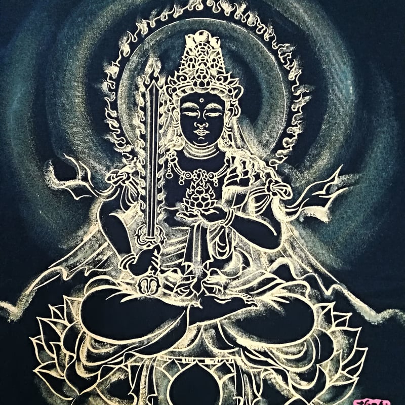 手描きTシャツ 仏画 No.15 虚空蔵菩薩 黒 | 伯舟庵 WEB ストア (JAPAN)