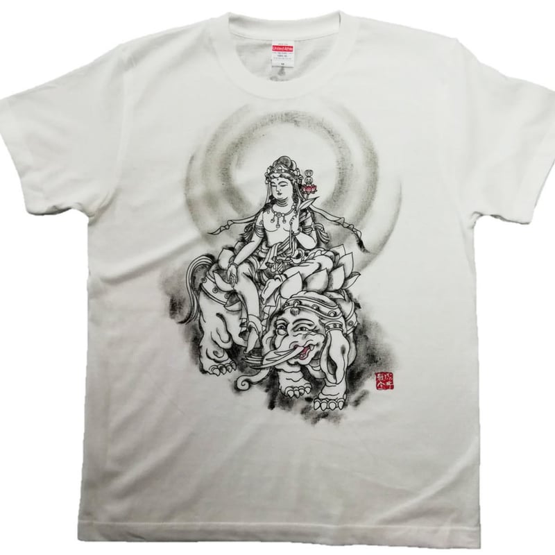 手描きTシャツ 仏画 No.16 普賢菩薩 白 | 伯舟庵 WEB ストア (JAPAN)