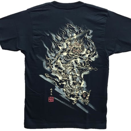 手描きTシャツ 仏画 No.5 大威徳明王 黒