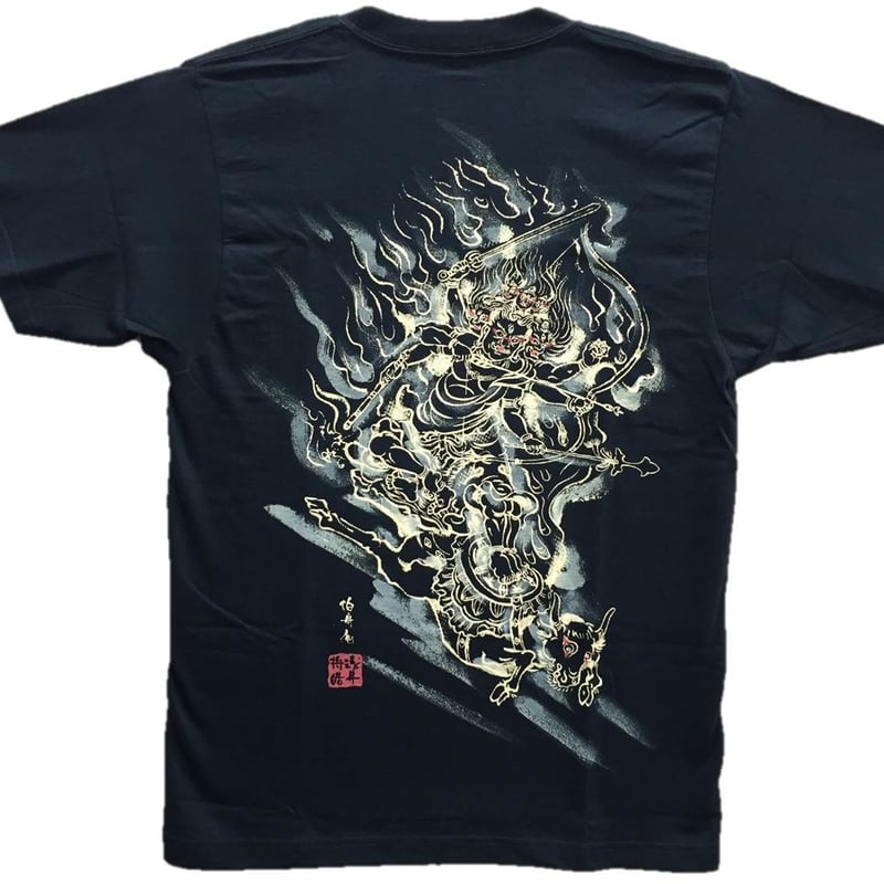 手描きTシャツ 仏画 No.5 大威徳明王 黒 | 伯舟庵 WEB ストア (JAPAN)