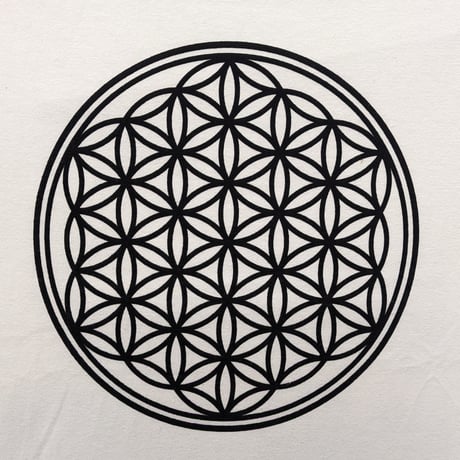【Tシャツ】 フラワー・オブ・ライフ　麻炭　白