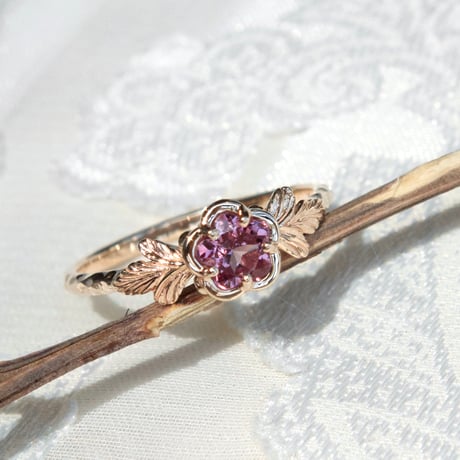flower garnet ring -P-