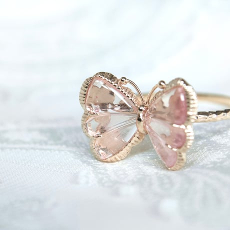 pink tourmaline butterfly carving ring