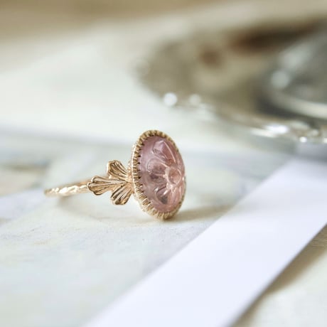tourmaline flower carving ring