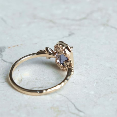 germinating iolite sunstone ring -dawn-