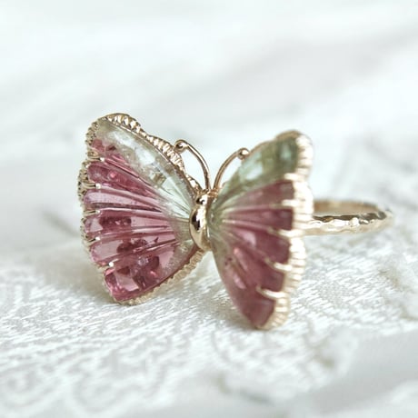 watermelon butterfly carving ring -large-