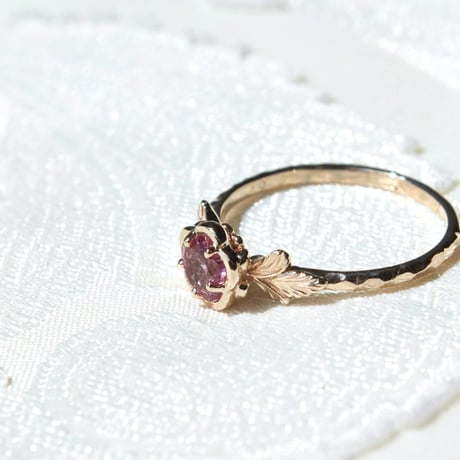 flower garnet ring -M-