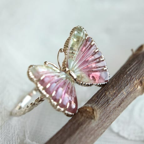 watermelon butterfly carving ring -large-