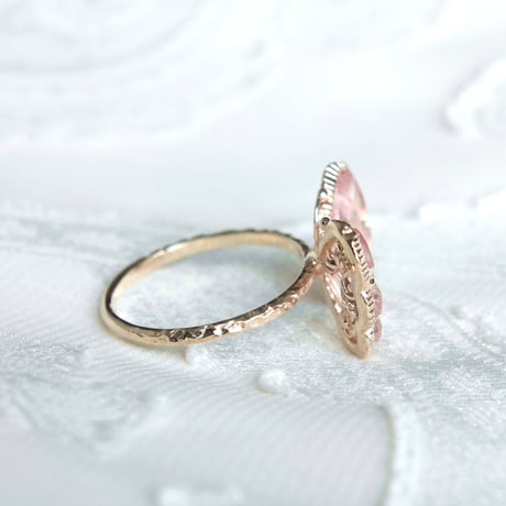 pink tourmaline butterfly carving ring