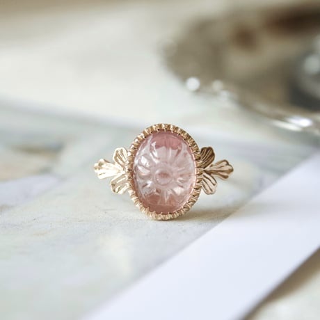 tourmaline flower carving ring