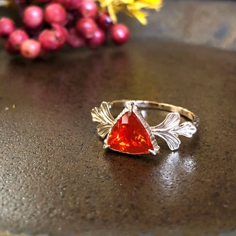 romantic grass fire opal ring