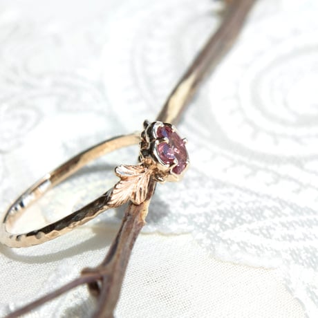 flower garnet ring -P-