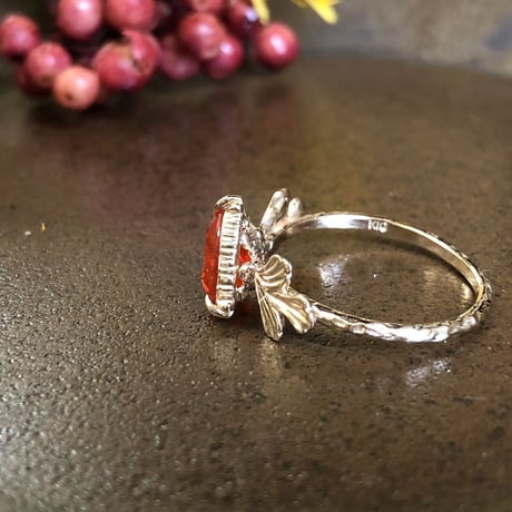 romantic grass fire opal ring