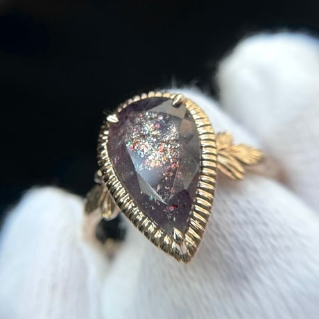 germinating bloodshot iolite ring