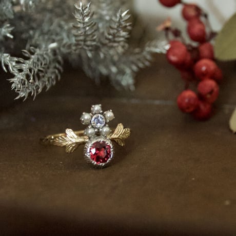 lady pearl spinel ring
