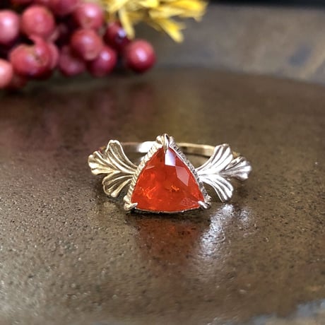 romantic grass fire opal ring