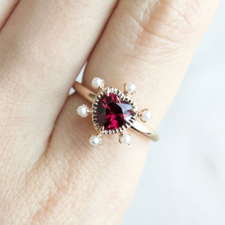 lady pearl heart ring