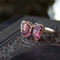 tourmaline butterfly carving ring