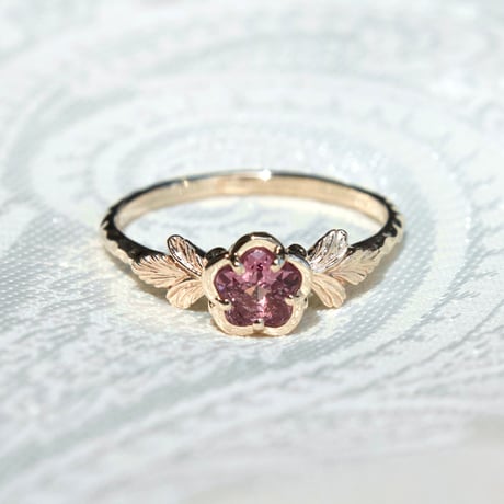 flower garnet ring -P-