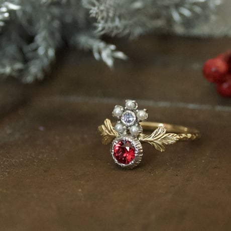 lady pearl spinel ring