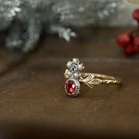lady pearl spinel ring