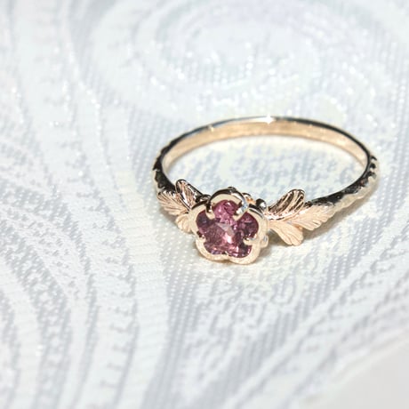 flower garnet ring -P-