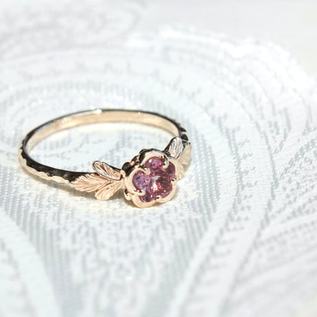 flower garnet ring -P-