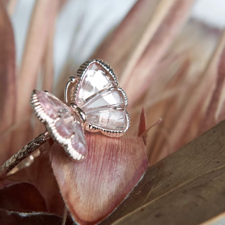 pink tourmaline butterfly carving ring