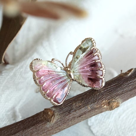 watermelon butterfly carving ring -large-