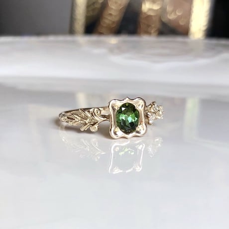 asymmetrical green tourmaline ring