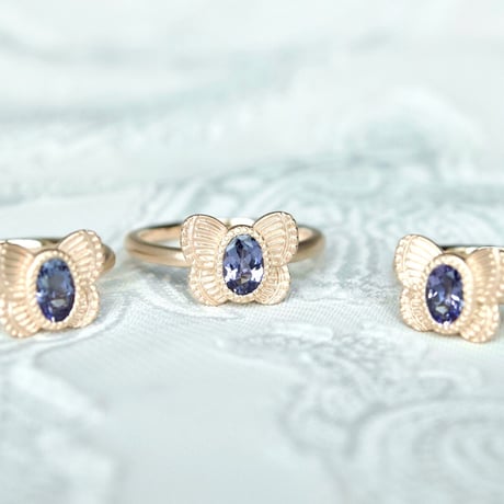 ［K10］butterfly gem ring