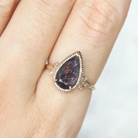 germinating bloodshot iolite ring