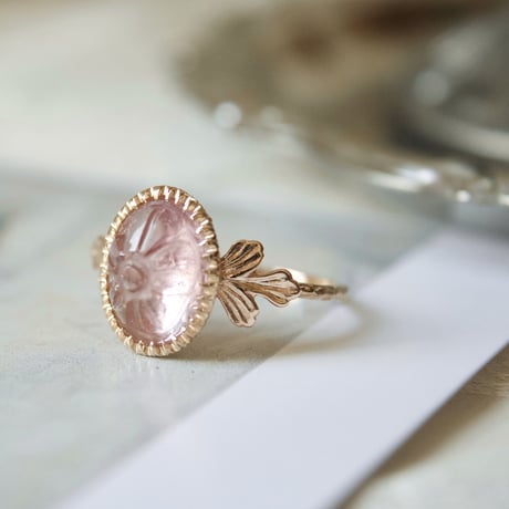 tourmaline flower carving ring