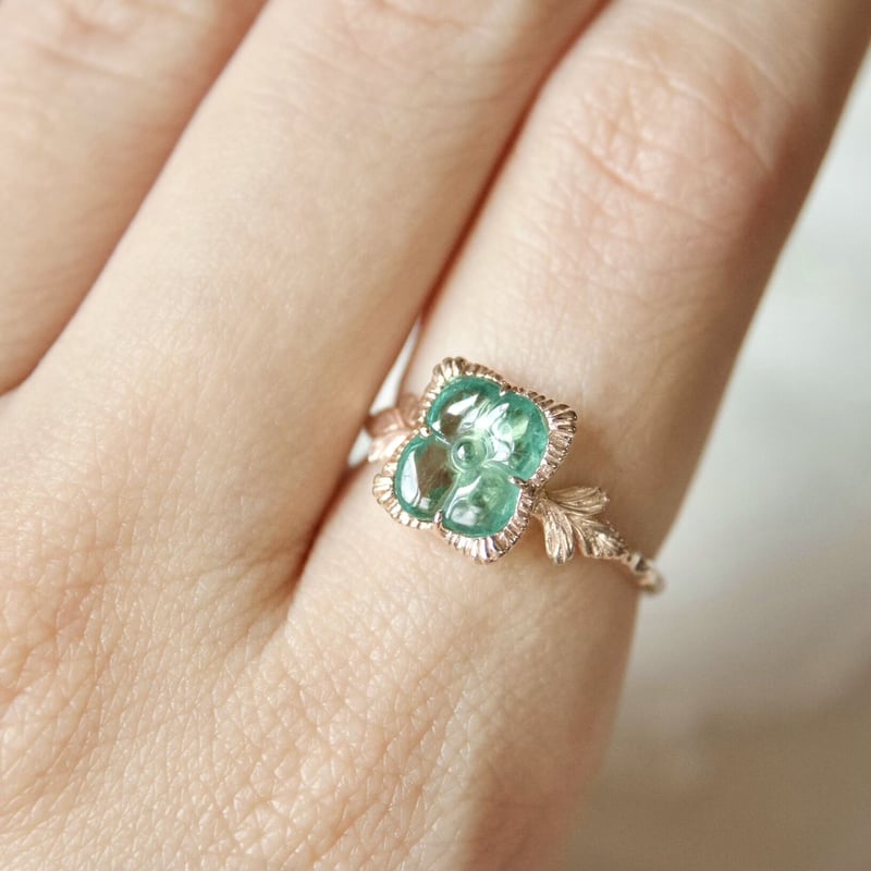 tourmaline flower carving ring | gisele