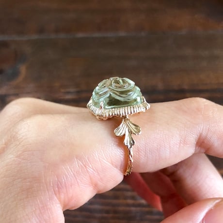 romantic grass green amethyst ring