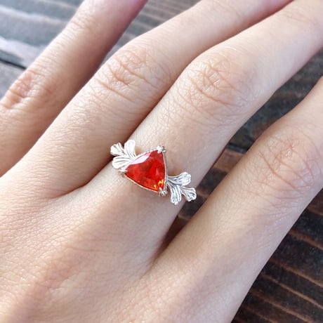 romantic grass fire opal ring