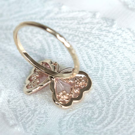 pink tourmaline butterfly carving ring