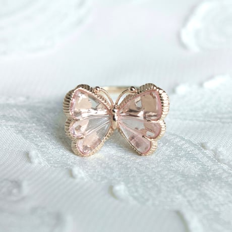 pink tourmaline butterfly carving ring